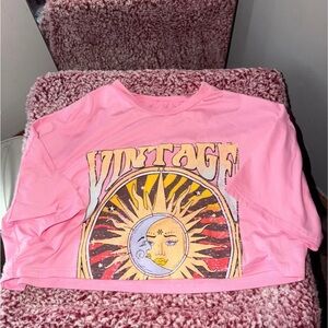 SHEIN Pink Vintage Sun Graphic Tee